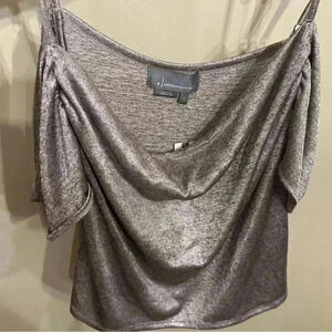 NWT Anthropologie Off-the-Shoulder Silver Top